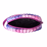 Multicolored pouch with a pink zipper on a white background